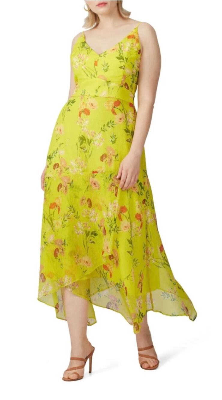 Harlyn Yellow Floral Printed V neck Dress XS